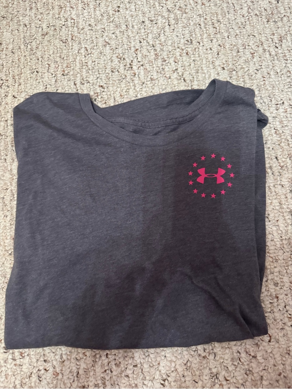 Under Armour Charcoal Short-Sleeve Tee with Pink Logo